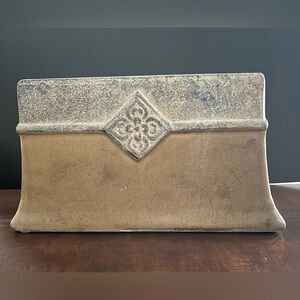 Decorative Stone-Look Rectangular Planter in Taupe and Weathered Gray